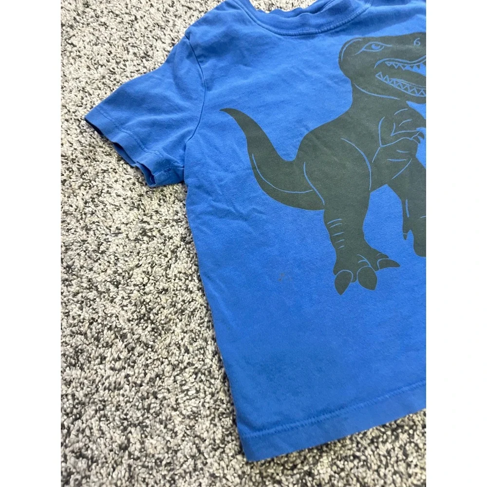 Hanna Andersson Boys Blue T-Rex Dinosaur Graphic Tee Shirt Organic Cotton US‎ 4